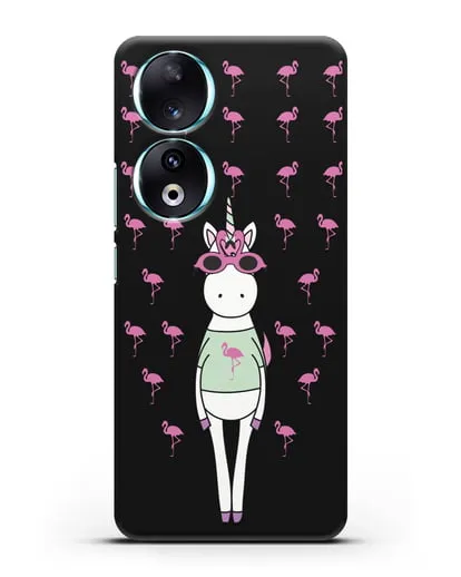 Чехол с иллюстрацией Единорог и фламинго силиконовый для Honor 90