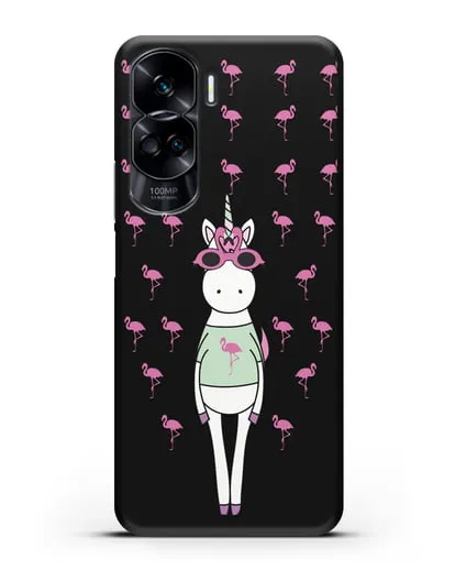 Чехол с иллюстрацией Единорог и фламинго силиконовый для Honor 90 Lite
