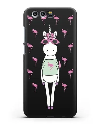 Чехол с иллюстрацией Единорог и фламинго силиконовый для Honor 9