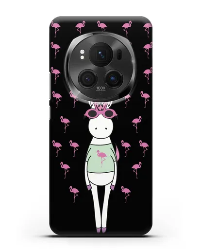 Чехол с иллюстрацией Единорог и фламинго силиконовый для Honor Magic 6 Pro