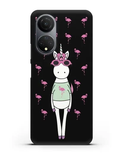 Чехол с иллюстрацией Единорог и фламинго силиконовый для Honor X7