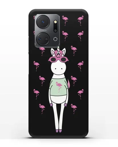 Чехол с иллюстрацией Единорог и фламинго силиконовый для Honor X7a