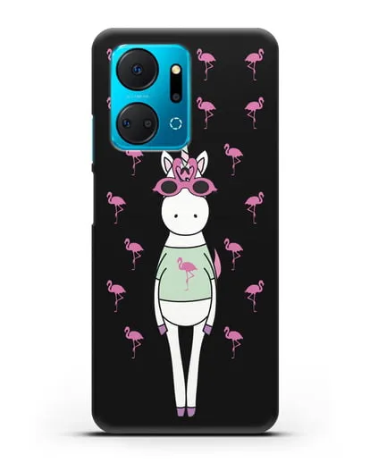 Чехол с иллюстрацией Единорог и фламинго силиконовый для Honor X7a Plus