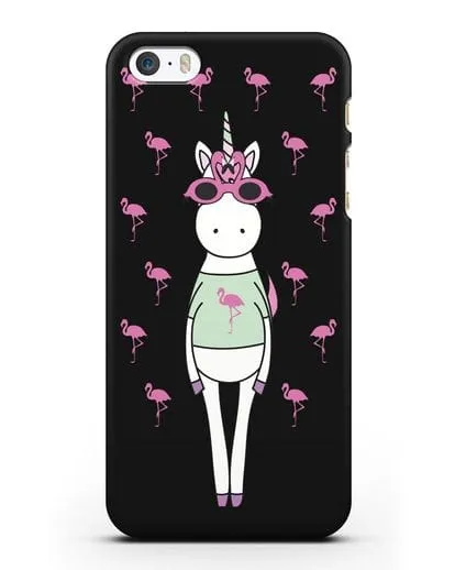 Чехол с иллюстрацией Единорог и фламинго силиконовый для iPhone 5/5s/SE