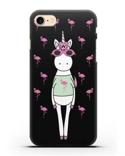 Чехол с иллюстрацией Единорог и фламинго силиконовый для iPhone 7