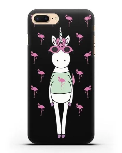 Чехол с иллюстрацией Единорог и фламинго силиконовый для iPhone 8 Plus