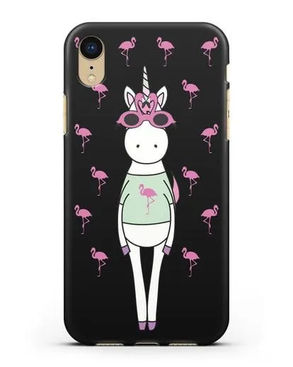 Чехол с иллюстрацией Единорог и фламинго силиконовый для iPhone XR