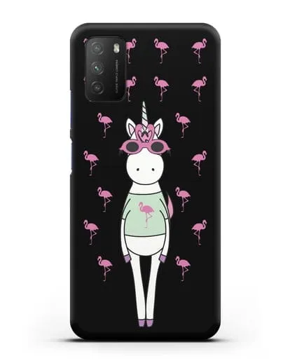 Чехол с иллюстрацией Единорог и фламинго силиконовый для Xiaomi Poco M3