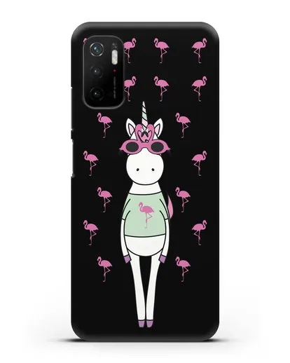 Чехол с иллюстрацией Единорог и фламинго силиконовый для Xiaomi Poco M3 Pro