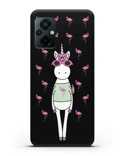 Чехол с иллюстрацией Единорог и фламинго силиконовый для Xiaomi Poco M5