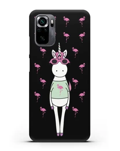 Чехол с иллюстрацией Единорог и фламинго силиконовый для Xiaomi Poco M5s