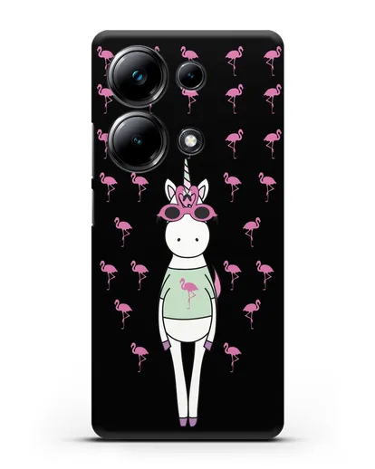 Чехол с иллюстрацией Единорог и фламинго силиконовый для Xiaomi Poco M6 Pro