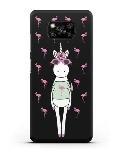 Чехол с иллюстрацией Единорог и фламинго силиконовый для Xiaomi Poco X3