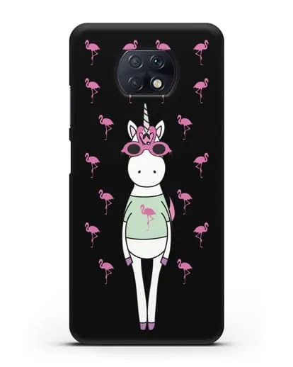 Чехол с иллюстрацией Единорог и фламинго силиконовый для Xiaomi Redmi Note 9T