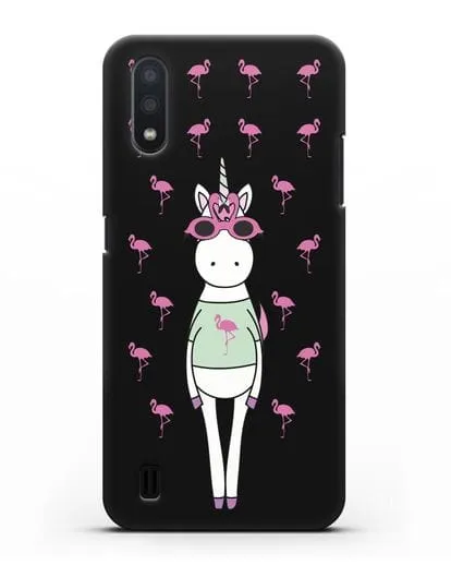 Чехол с иллюстрацией Единорог и фламинго силиконовый для Samsung Galaxy A01 [SM-A015F]