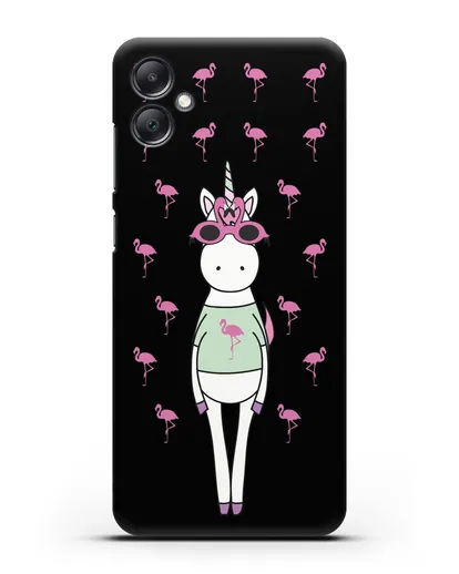 Чехол с иллюстрацией Единорог и фламинго силиконовый для Samsung Galaxy A05 [SM-A055]