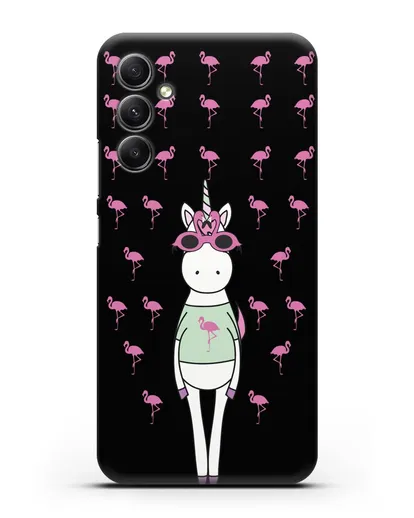 Чехол с иллюстрацией Единорог и фламинго силиконовый для Samsung Galaxy A34 [SM-A346]
