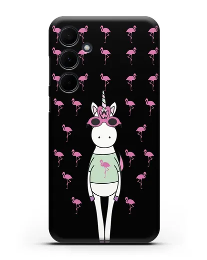 Чехол с иллюстрацией Единорог и фламинго силиконовый для Samsung Galaxy A55 [SM-A556]
