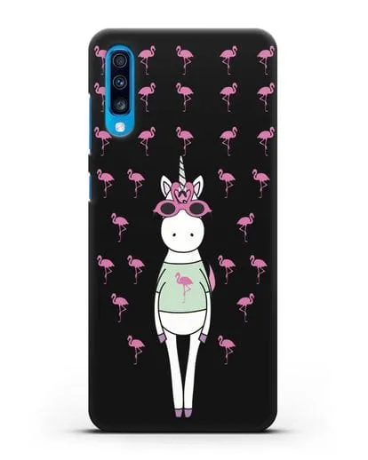 Чехол с иллюстрацией Единорог и фламинго силиконовый для Samsung Galaxy A70 [SM-A705F]