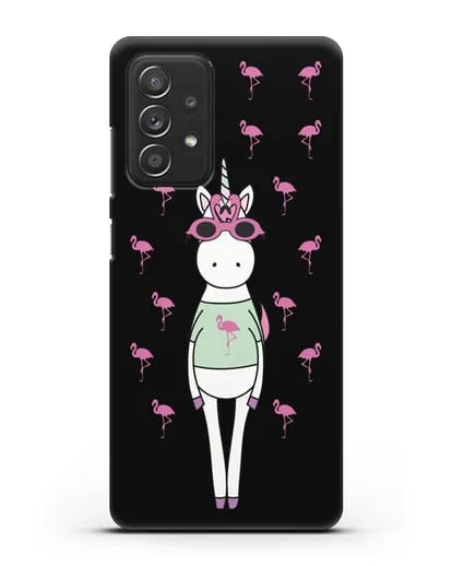 Чехол с иллюстрацией Единорог и фламинго силиконовый для Samsung Galaxy A53