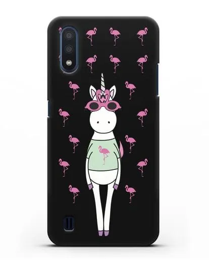 Чехол с иллюстрацией Единорог и фламинго силиконовый для Samsung Galaxy M01 [SM-M015F]