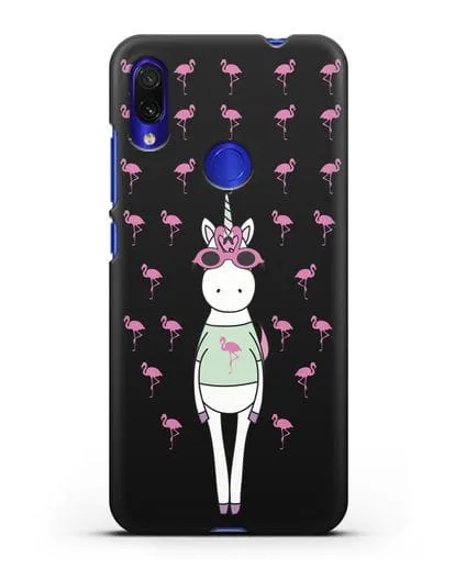 Чехол с иллюстрацией Единорог и фламинго силиконовый для Xiaomi Redmi Note 7