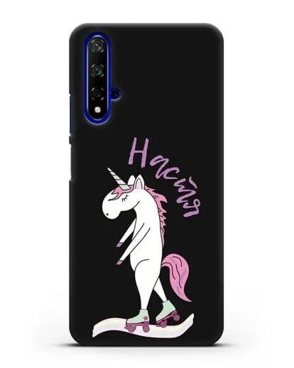 Именной чехол Единорог на роликах силиконовый для Honor 20