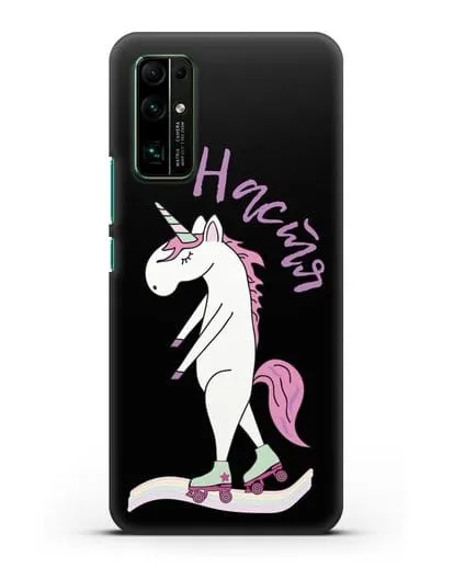 Именной чехол Единорог на роликах силиконовый для Honor 30