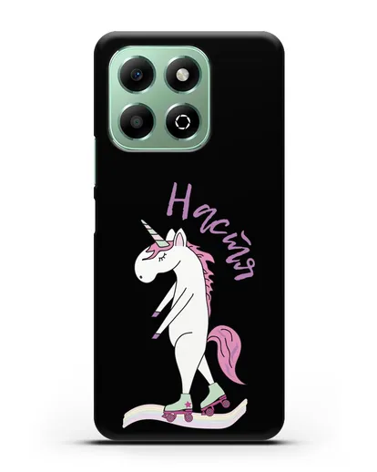 Именной чехол Единорог на роликах силиконовый для Honor X6b