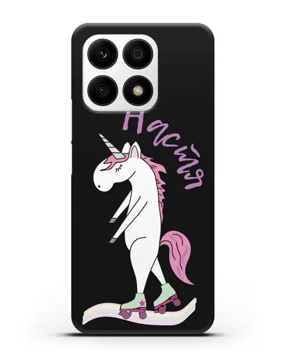 Именной чехол Единорог на роликах силиконовый для Honor X8a