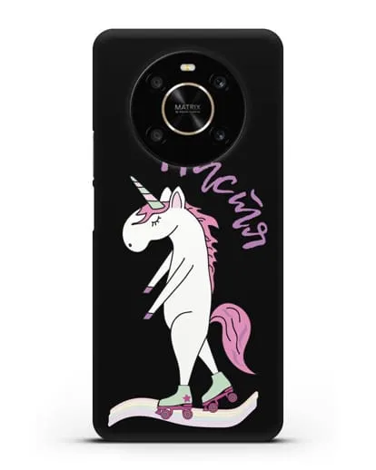 Именной чехол Единорог на роликах силиконовый для Honor X9