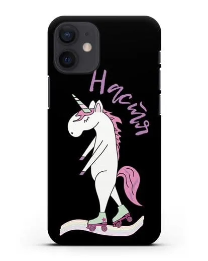 Именной чехол Единорог на роликах силиконовый для iPhone 12 mini