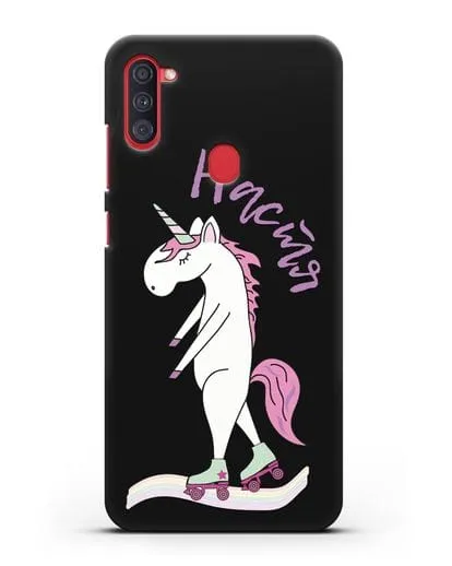 Именной чехол Единорог на роликах силиконовый для Samsung Galaxy A11 [SM-A115F]