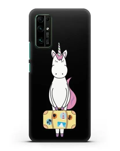 Чехол с дизайном Единорог с чемоданом для путешествий силиконовый для Honor 30