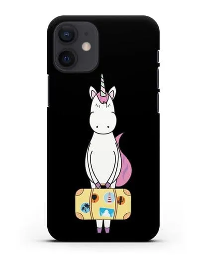 Чехол с дизайном Единорог с чемоданом для путешествий силиконовый для iPhone 12 mini