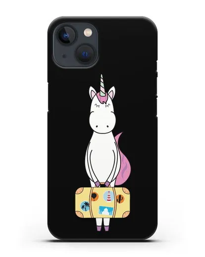 Чехол с дизайном Единорог с чемоданом для путешествий силиконовый для iPhone 13