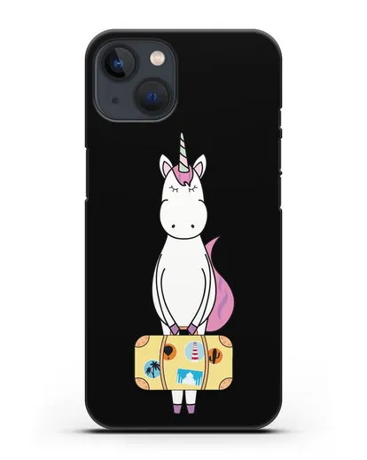 Чехол с дизайном Единорог с чемоданом для путешествий силиконовый для iPhone 13 Mini