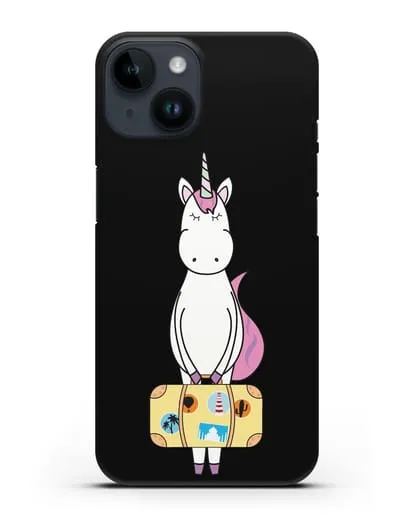 Чехол с дизайном Единорог с чемоданом для путешествий силиконовый для iPhone 14