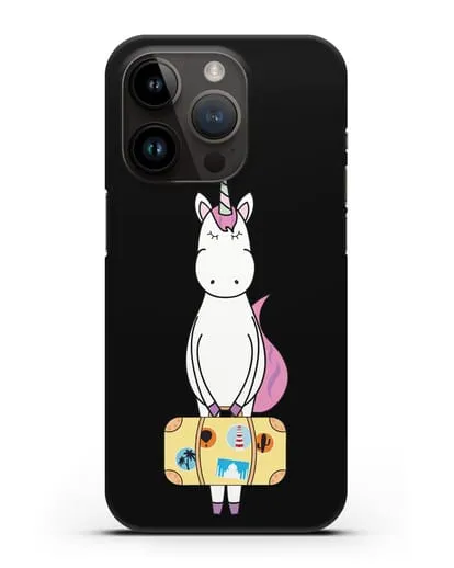 Чехол с дизайном Единорог с чемоданом для путешествий силиконовый для iPhone 14 Pro