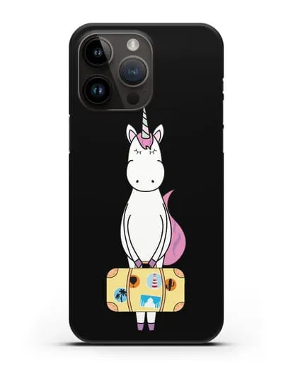 Чехол с дизайном Единорог с чемоданом для путешествий силиконовый для iPhone 14 Pro Max