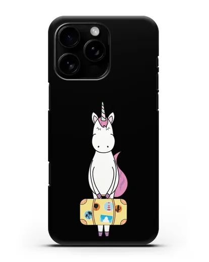 Чехол с дизайном Единорог с чемоданом для путешествий силиконовый для iPhone 16 Pro Max