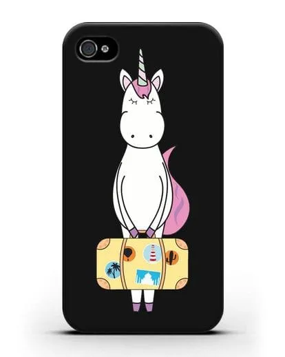 Чехол с дизайном Единорог с чемоданом для путешествий силиконовый для iPhone 4/4s