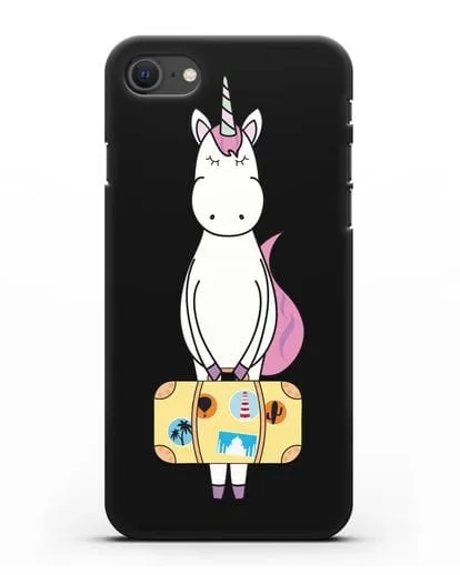 Чехол с дизайном Единорог с чемоданом для путешествий силиконовый для iPhone SE 2020