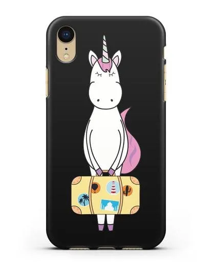 Чехол с дизайном Единорог с чемоданом для путешествий силиконовый для iPhone XR