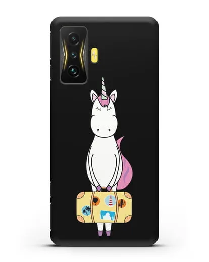 Чехол с дизайном Единорог с чемоданом для путешествий силиконовый для Xiaomi Poco F4 GT