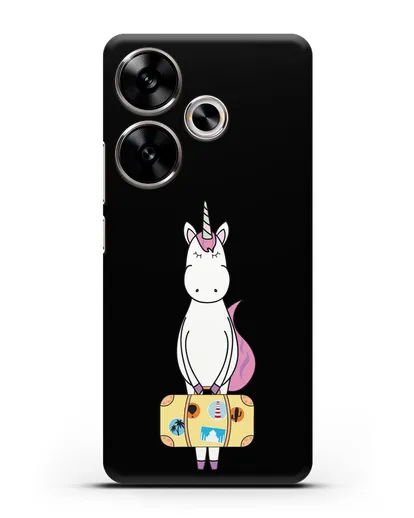 Чехол с дизайном Единорог с чемоданом для путешествий силиконовый для Xiaomi Poco F6