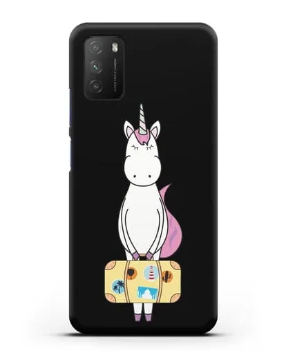 Чехол с дизайном Единорог с чемоданом для путешествий силиконовый для Xiaomi Poco M3