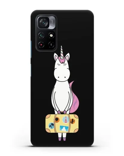 Чехол с дизайном Единорог с чемоданом для путешествий силиконовый для Xiaomi Poco M4 Pro 5G