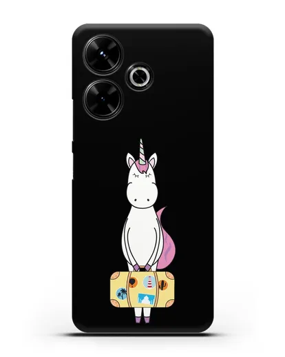 Чехол с дизайном Единорог с чемоданом для путешествий силиконовый для Xiaomi Poco M6