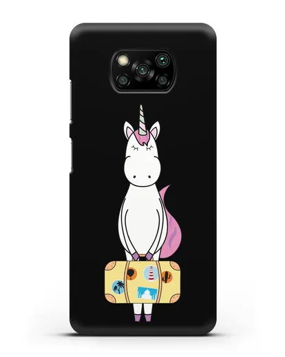 Чехол с дизайном Единорог с чемоданом для путешествий силиконовый для Xiaomi Poco X3 Pro